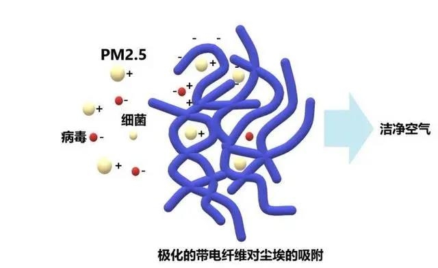 極化的帶電纖維對塵埃的吸附